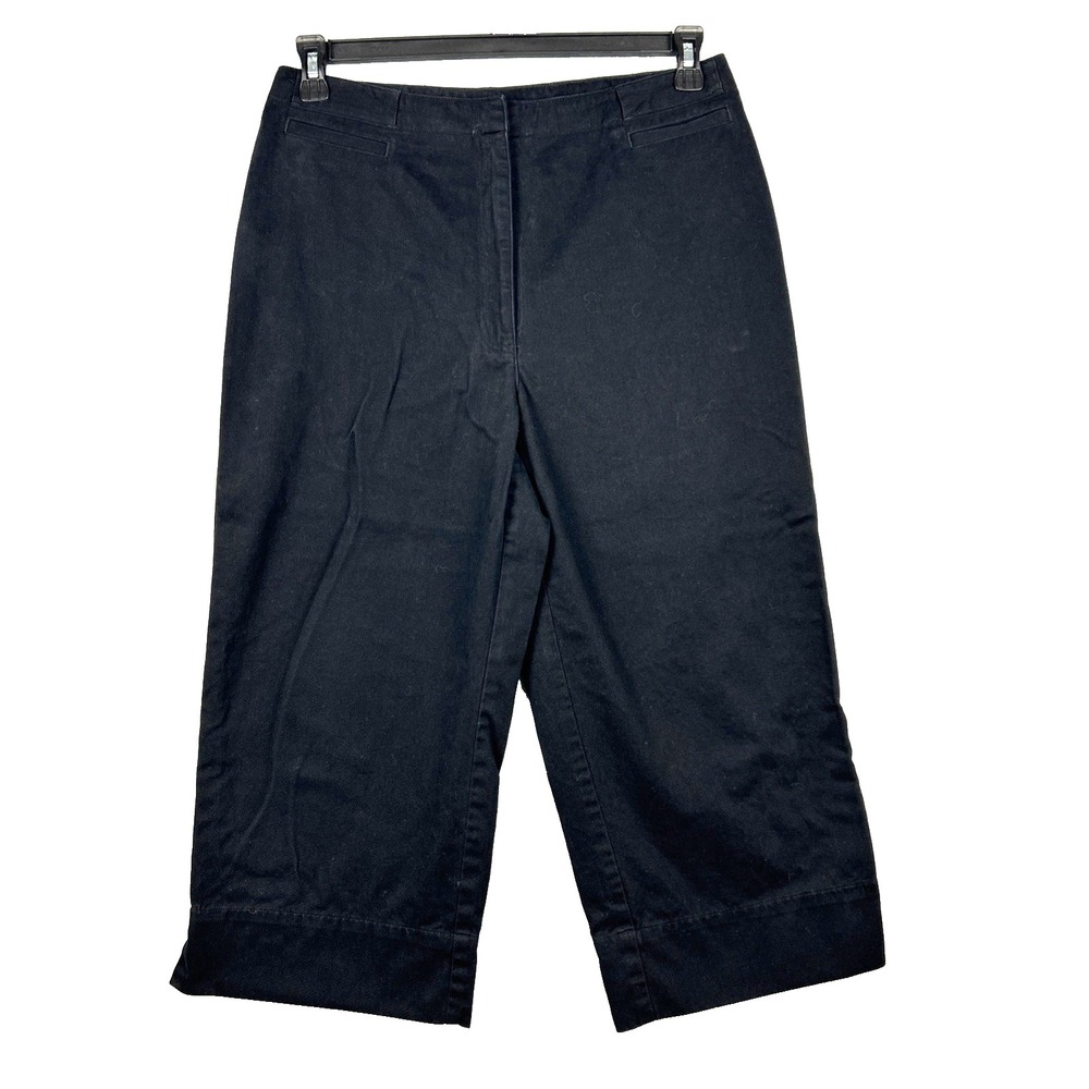 Lauren Ralph Lauren Womens Capri Pants Black Sz 10‎ Wide Legs Brushed Cotton